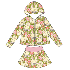 Nouvelle Arrivée 2026 Ensemble Confortable 2 Pièces en Tissu Yoga pour Petites Filles : Sweat à Capuche Zippé à Manches Longues et Jupe Personnalisable pour Bébés et Enfants - Product Image 3