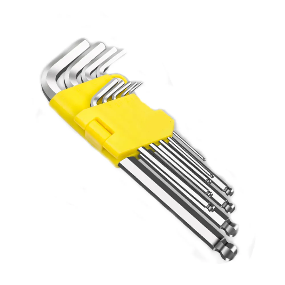 Chrome Vanadium 9pcs flat ball head allen wrench hexagon hex key hex socket set