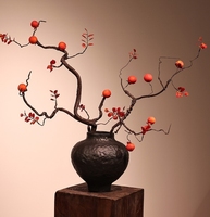 Vase en céramique texturée noire fait main RYLAVA, style Wabi Sabi, poterie rustique pour fleurs séchées, décoration de table à la maison