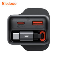 Chargeur GaN tout-en-un Mcdodo 127/128/129 35W avec câble rétractable, 2 ports, design compact, charge rapide PD pour bureau et voyage