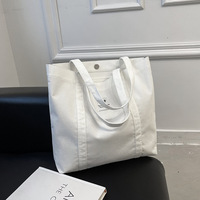 Sac d'école en coton de grande capacité fourre-tout en toile simple design broderie de logo personnalisé deux sacs à provisions à la mode