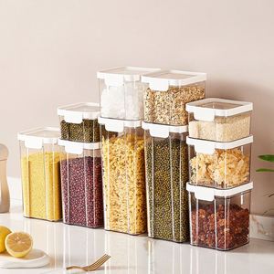 Food Grade Kitchen Storage <b>Rack</b> Leak-Proof Sealed Plastic Storage Box Kitchen Jar Cereal Snack Pasta Dry Food Storage Canister - Product Image 1
