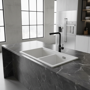 Rubinetto da cucina FRAP moderno monocomando, miscelatore acqua calda e fredda girevole a 360 gradi in acciaio inossidabile per uso cucina - Product Image 6