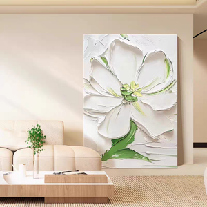 Décoration murale de fleurs abstraites et élégantes encadrées en or pour la maison, le bureau, grande impression <span class=keywords><strong>simple</strong></span>, peinture florale en cristal suspendue en 3D sur porcelaine - Product Image 6
