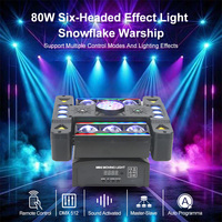 Projecteur de scène à six têtes Snowflake Warship, éclairage de scène mobile, éclairage disco avec effet lumineux de 80W pour mariage, fête, club