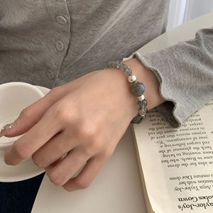 Natural Grey Moonstone Black Rutilated Quartz <b>Bracelet</b> S925 Sterling Silver Unisex Everyday Wear - Product Image 3