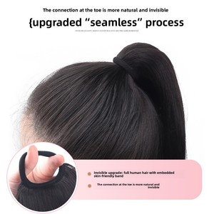 Coda di Cavallo in Capelli Veri con Base ad Anello in Pelle, Volumizzante, Liscia e Lunga, con Elastico per Acconciature Alte/Basse - Product Image 2