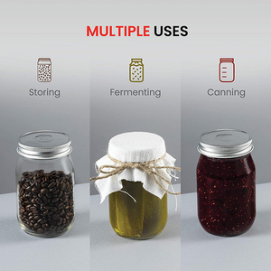 Frascos de vidrio Mason de 70mm de boca ancha, 16 oz, 32 oz, con tapas de metal, botella de vidrio de almacenamiento <span class=keywords><strong>para</strong></span> el hogar <span class=keywords><strong>para</strong></span> <span class=keywords><strong>desayuno</strong></span>, ensalada <span class=keywords><strong>para</strong></span> llevar - Product Image 4