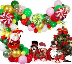 Рождественские латексные воздушные шары с конфетти, оптовая продажа, шары из фольги с Санта-Клаусом, набор для украшения рождественской вечеринки