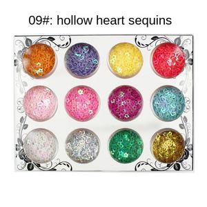 SunelPort Paillettes 3D de Luxe pour Nail Art, Formes Cœur et Étoiles, 12 Couleurs, Film Creux Brillant Rouge Pêche, Maquillage Beauté, Ombre Personnalisable - Product Image 4