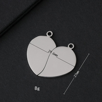 Pendentif cœur fendu personnalisé Ywyougang, breloque cœur vierge en acier inoxydable gravable pour la fabrication de bijoux et colliers