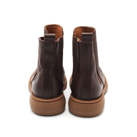 Bottines Chelsea en cuir véritable marron pour femmes, chaussures décontractées à talon bas confortables, chaussures élégantes pour femmes