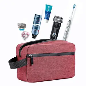 Portable Travel Toiletry Organizer Bag Shaving Bag for Toiletries Accessories (Wine red)