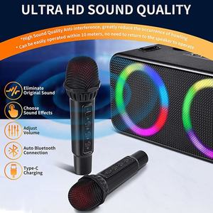 Portable TWS Fonction DJ Surround Stéréo Sans Fil Fort Machine 2 Microphone Karaoké Ensemble Haut-Parleur Pour La Fête En Plein Air - Product Image 6