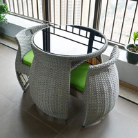 Ensemble de Table et chaise de salle à manger en rotin tissé décontracté pour petit appartement