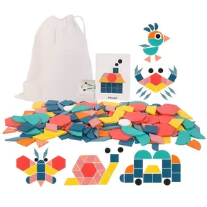 DIY Kreativitas 180 Buah Anak-anak Pendidikan Awal 3d Hewan Bentuk Puzzle Mainan Tangram Yang Menarik