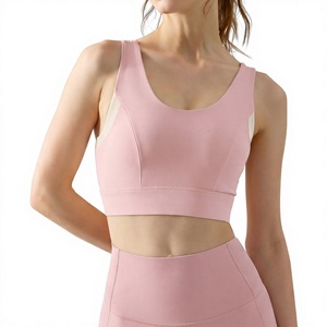 Wholesale Women's Racerback Yoga Bra Adjustable Buckle High <b>Support</b> Workout Bra Seamless Padded Pilates Fitness <b>Crop</b> <b>Top</b> - Product Image 5
