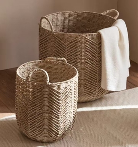 <span class=keywords><strong>Panier</strong></span> de rangement en algues marines artisanal vietnamien, boîte de rangement pour vêtements en algues marines tressées, salon, salle de bain, chambre à coucher - Product Image 3