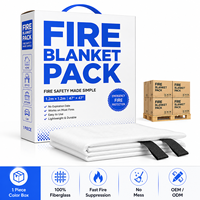 Couverture anti-feu 1m x 1m en fibre de verre, vente en gros d'usine, emballage en boîte couleur, pour achats en gros B2B