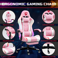 Chaise de jeu rose ALINUNU ODM OEM pour usage domestique, chaise de jeu RGB avec massage et inclinaison