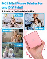 Imprimante miniature HD Phomemo M02 300 DPI, imprimante photo portable et créateur d'autocollants pour les petites entreprises, les études et les cadeaux, sans encre