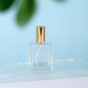 OEM High Quality Empty Cosmetic Glass Bottles 50 ml square Perfume Bottles with Gold <b>Spray</b> <b>Pump</b> Customized Samples - Product Image 2