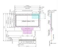 Modul Layar OLED PMOLED Huaxin 1,29 Inci 128*64 SSD1306 Kompatibel dengan IC Driver Antarmuka I2C SPI Layar OLED Monokrom