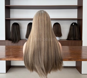 Parrucche Ebraiche con Top in Pizzo Disponibili, Colore <span class=keywords><strong>Biondo</strong></span> con Highlights, Senza Perdita di Capelli, Senza Grovigli, Parrucca Ebraica Kosher in Capelli Umani con Pizzo Svizzero - Product Image 4