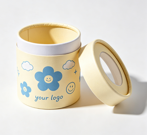Custom Eco-Friendly Cute Round Paper Tube <b>Box</b> Four Color Printing with <b>Clear</b> Window Lid for <b>Gift</b> Packaging - Product Image 2