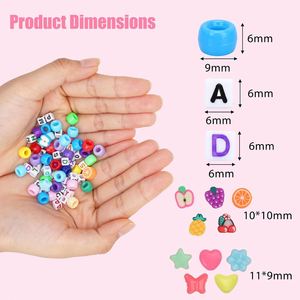 Kit de manualidades para hacer pulseras DIY con cuentas de arcilla polimérica de letras del alfabeto, frutas y caras, suministros para la creación de joyas. - Product Image 3
