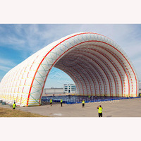Structure de hangar semi-arche gonflable géante et attrayante pour avions, tente d'entrepôt 32x20x10M en PVC, couleur personnalisée