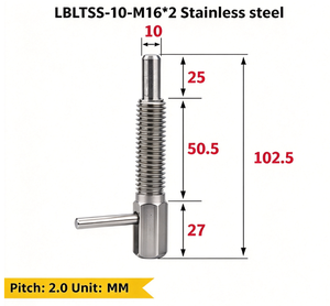 Piston d'indexage à poignée en L (LBLT) en acier inoxydable à ressort pour un positionnement sécurisé dans les profilés en aluminium - Product Image 3