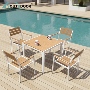 فاخر حديث بني حديقة بولي لتناول الطعام في الهواء الطلق الألومنيوم أثاث الفناء مستودع تخليص الصديقات - Product Image 1