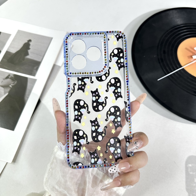 Fashion Design Embossed Painting with diamond Decor TPU+PC Shockproof Phone case for IPhone17 17PRO 16 Pro 15PRO
