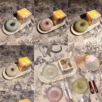 SAIDKOCC polissage marbre beignet petit plateau multifonctionnel Art décoration de la maison en gros personnalisé rond doux Orange Jade 9 couleurs