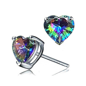 Pendientes de cristal con forma de corazón Haep, chapados en oro rosa para mujer, uso diario romántico, engaste de aleación de zinc - Product Image 6