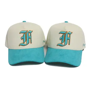 A Frame Hot Selling High Quality 5 Panel Baseball Cap Corduroy With Logo Embroidered Adjustable Snapback Hats One Size Fits Most