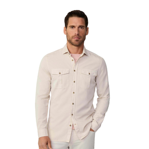 Men's Casual Button-<b>Down</b> Shirt-Tan Brown Long Sleeve Pockets Classic Fit 100% Cotton Quick Dry Washed Hem Solid Pattern - Product Image 2