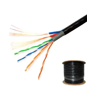 Cable LAN de red con 2c, Cable de alimentación Cat5e/CAT6, para uso interior y exterior