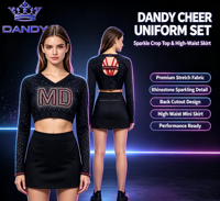 Uniformes de cheerleading conçus par OEM, tenues brillantes pour équipes de danse, uniformes de cheerleader avec strass, service OEM, uniformes de cheerleading en spandex pour filles