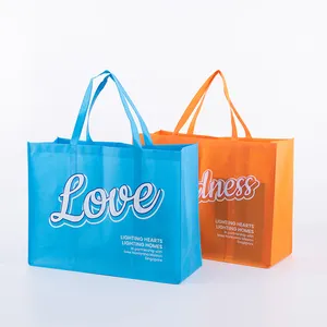 Custom polypropylene fabric grocery bag pp non-woven shopping tote bag