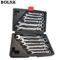 Set 12pcs Kunci Pas Ratchet Serbaguna Kepala Dapat Digeser dan Tetap, Kunci Torx, Kunci Pas Tangan, Perkakas Reparasi Mesin Cepat, Kunci Pas Otomatis