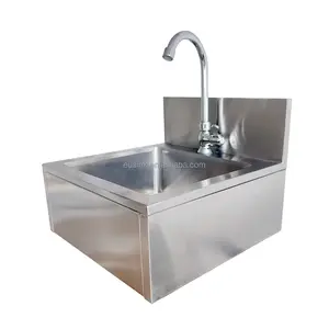 Customized Commercial Kitchen Hand Sink Basin Stainless Steel Wall Mounted Washing Sink With Backplash