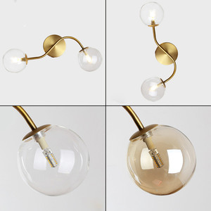 Moderno creativo doble cabeza bola de cristal claro cubierta montaje en pared lámpara de oro pared de metal - Product Image 6