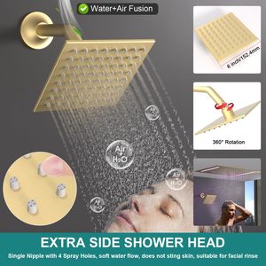 Ensemble de système de douche thermostatique intelligent à LED 14x20 pouces et 6 pouces pour montage au plafond en or brossé - Product Image 4