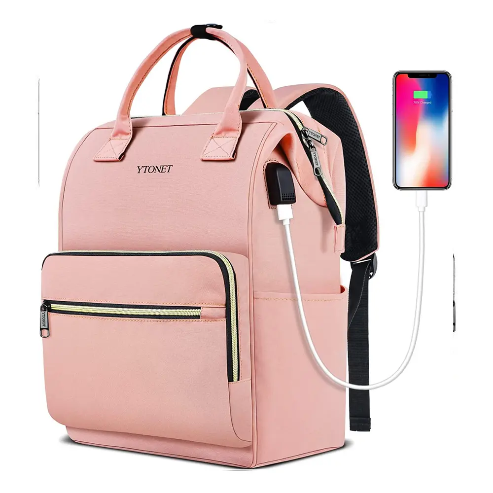 Custom Available College School Laptop Backpack with USB Laptop Tote Bag Backpack for Women Girl Lady