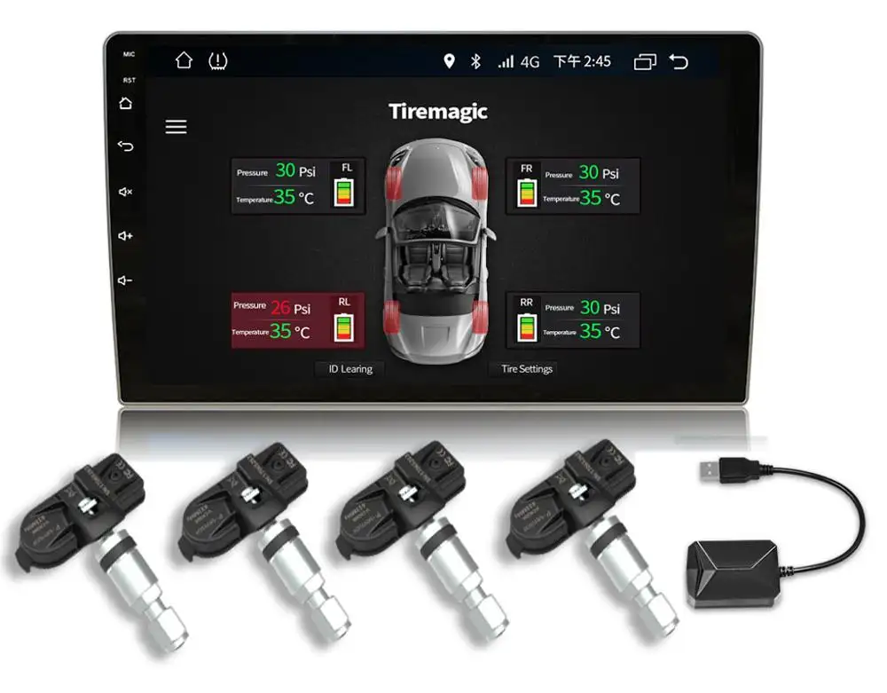 Беспроводная автомобильная система контроля давления в шинах с USB TPMS для Android с внутренним датчиком, Tpms для автомобильного DVD-плеера