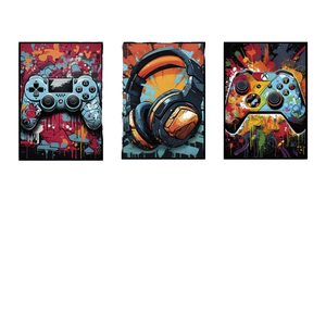 Affiche Toile Art Mural Gaming « Colorful Punk Gamer Controller » Style Pop Art Graffiti pour Décoration d'Intérieur - Product Image 3