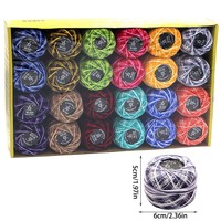 24 pièces de fil de crochet teint panaché boules de fil de coton à broder pour arc-en-ciel couleur point de croix couture artisanat fournitures