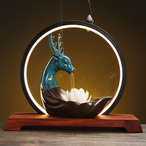 Hươu đầu gốm Đèn vòng ánh sáng đồ trang trí Dòng Chảy Ngược hương Burner - Product Image 1
